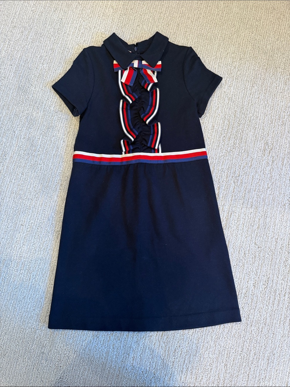 Gucci Navy Girls' Ribbon Trim Polo Dress